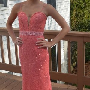 Sherri Hill 11260 Coral Beaded Prom Dress